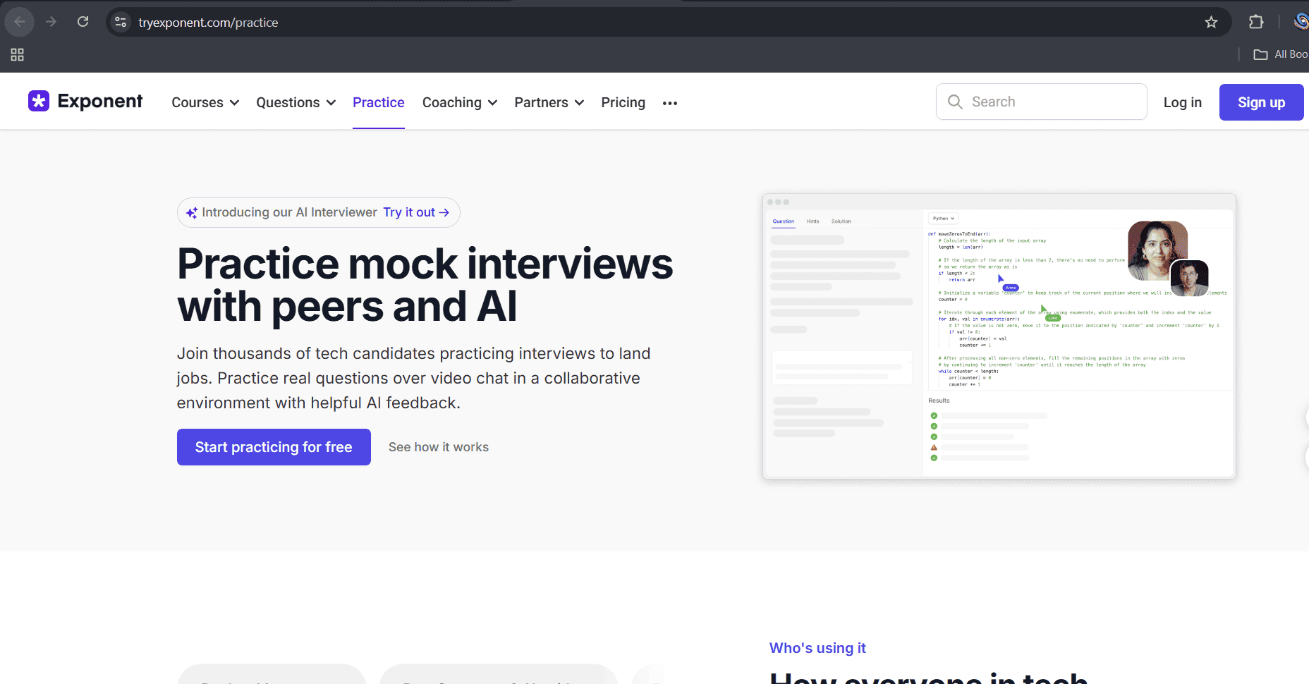 Exponent - Tech Interview Preparation